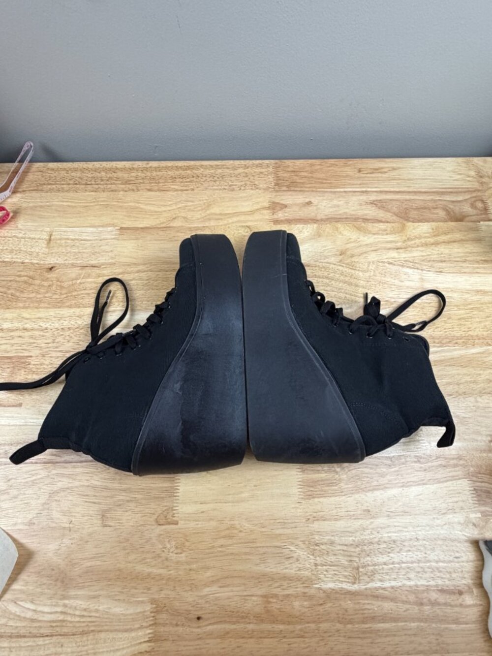 Altercore Black Canvas Lace Up Platform Wedge Ankle Boots EU 40 Made in Italy - Picture 4 of 9